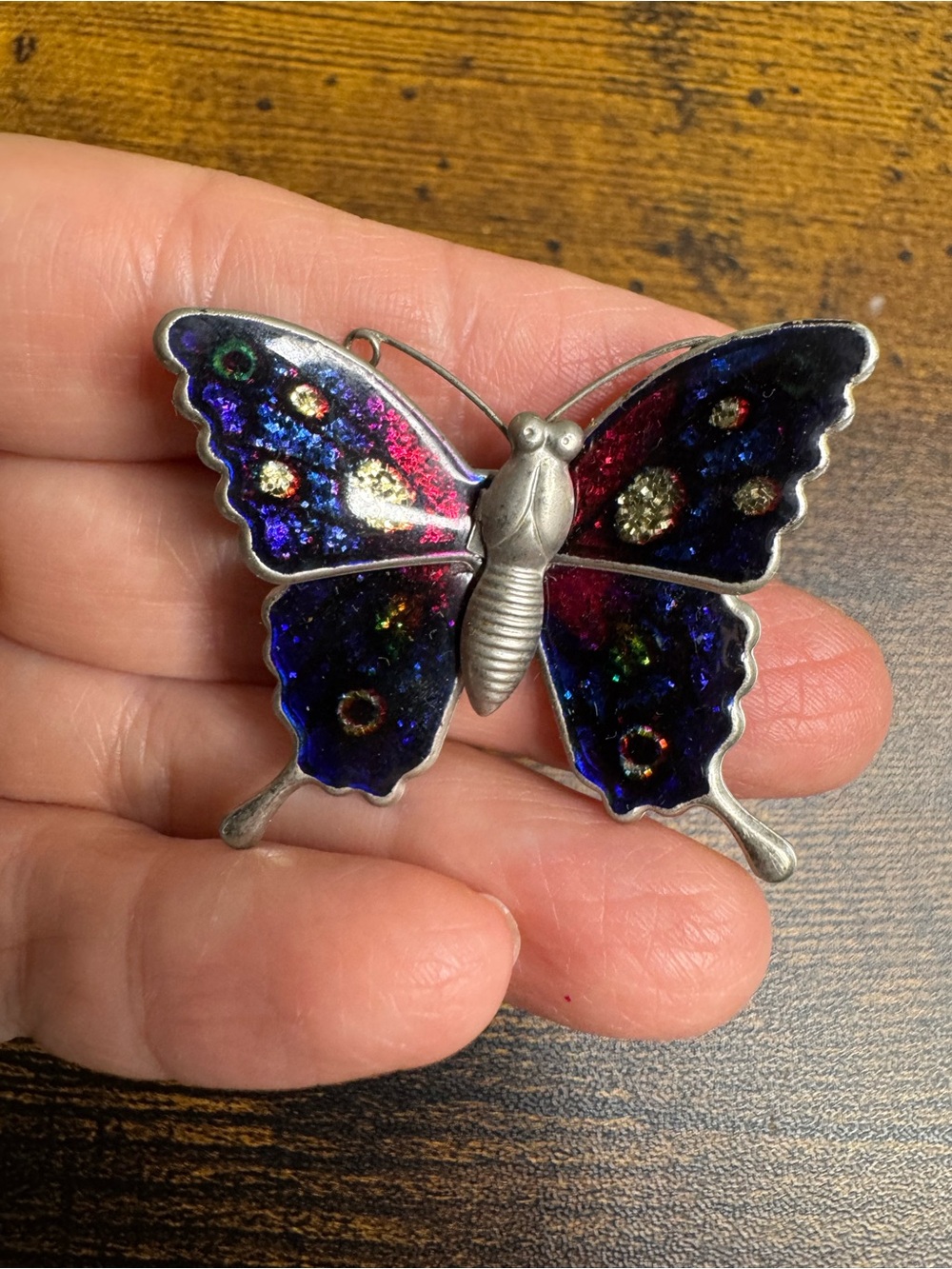 Vintage Butterfly Brooch - Blue, Purple, Pink and Gold Accents